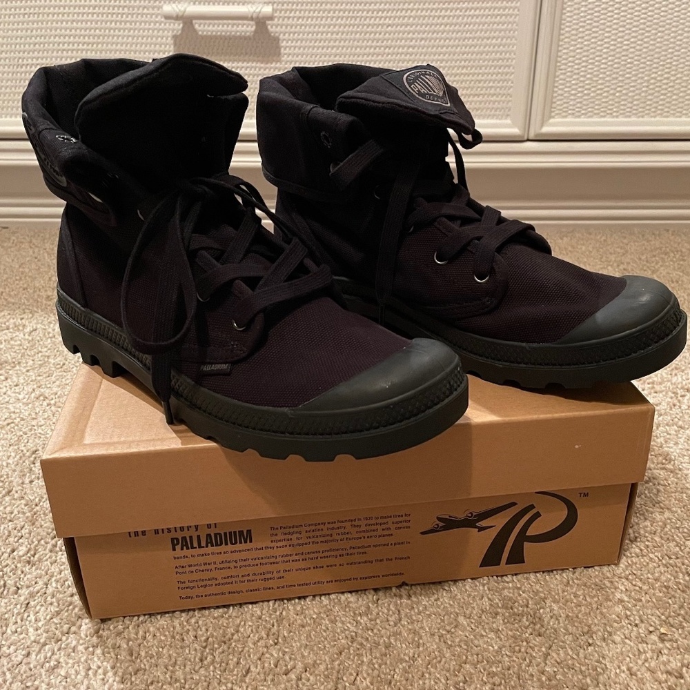 Palladium Pallabrouse Baggy Black Mens Boots sz 9.5 US - New - Never Worn